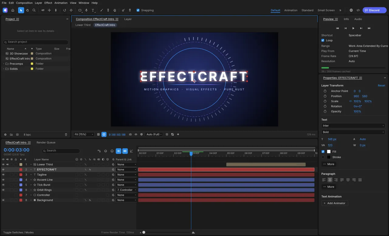 The EffectCraft composition workspace