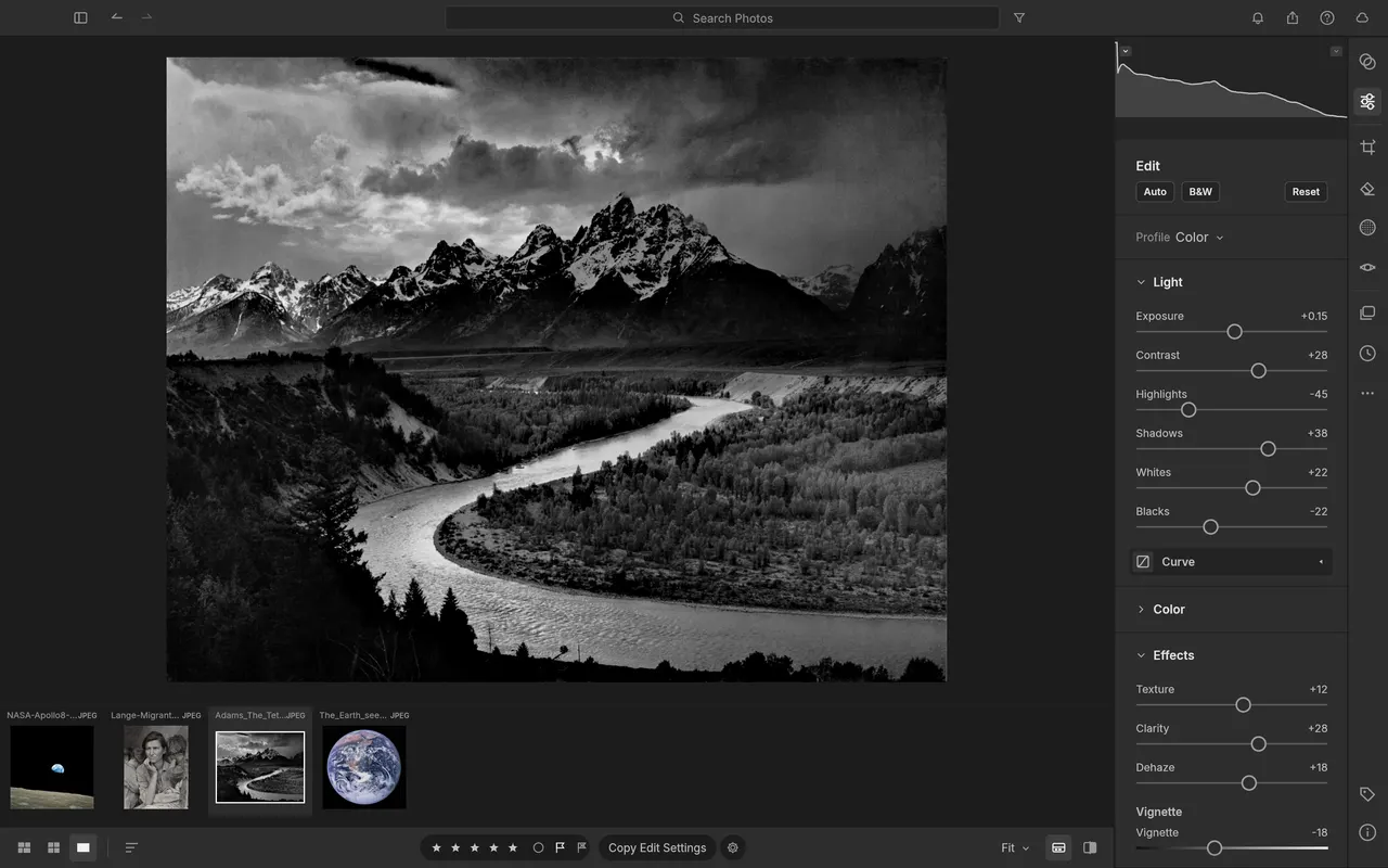 Developing a landscape raw file