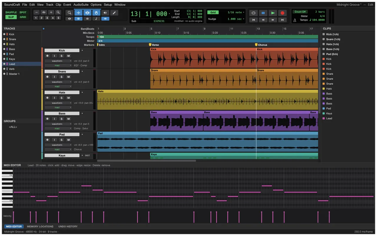 The MIDI editor