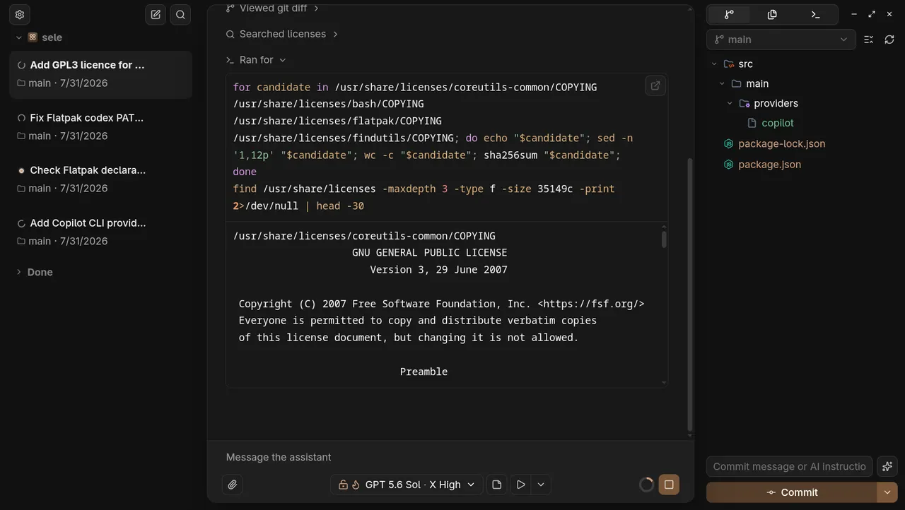 Work with an AI coding agent alongside project files and code changes