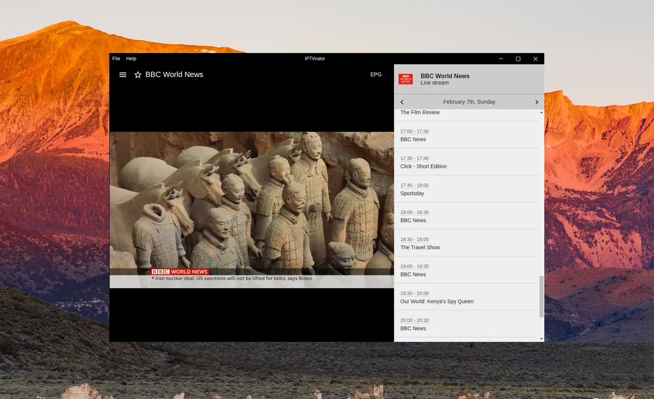 View programme schedules in the integrated EPG
