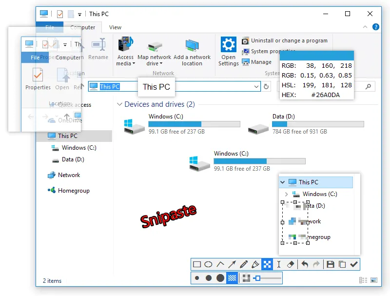 Snipping, annotating and pinning a screenshot back onto the screen