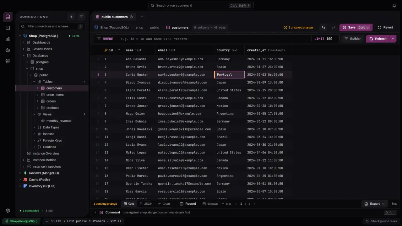 Editing query results
