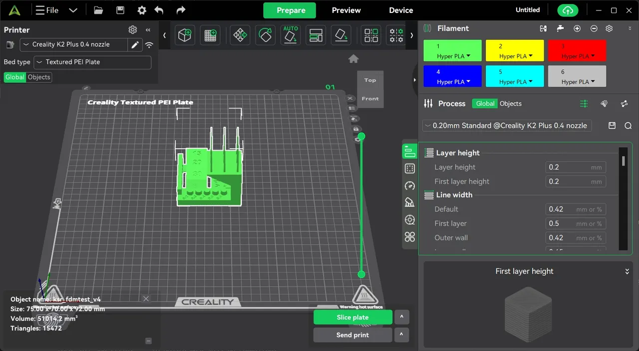 A model ready to be sliced on a build plate