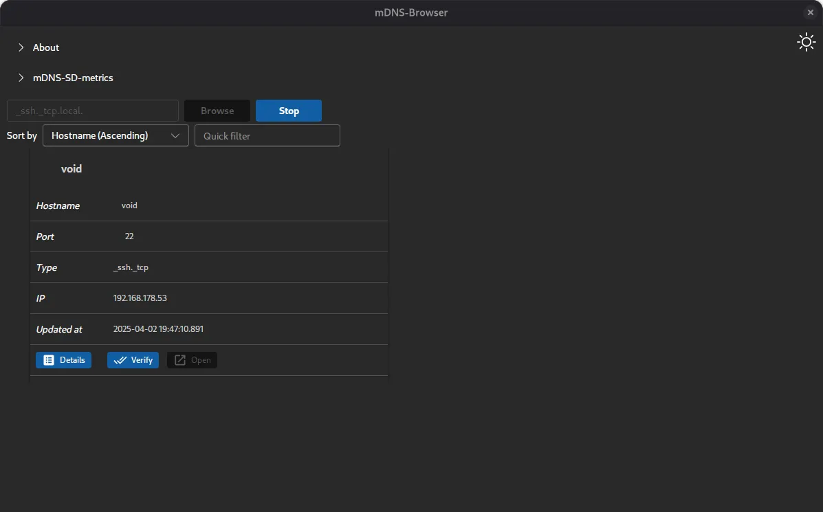 Browsing a service type such as _ssh._tcp