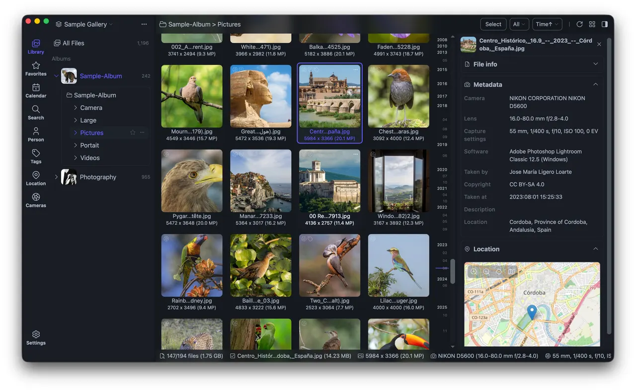 The library in timeline view