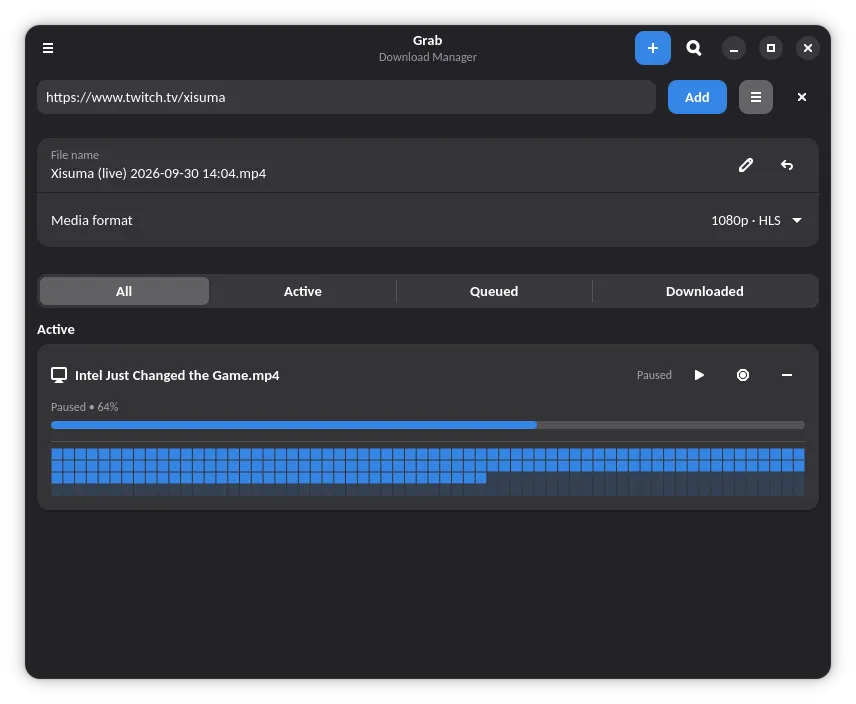 New Download card with inline media format picker