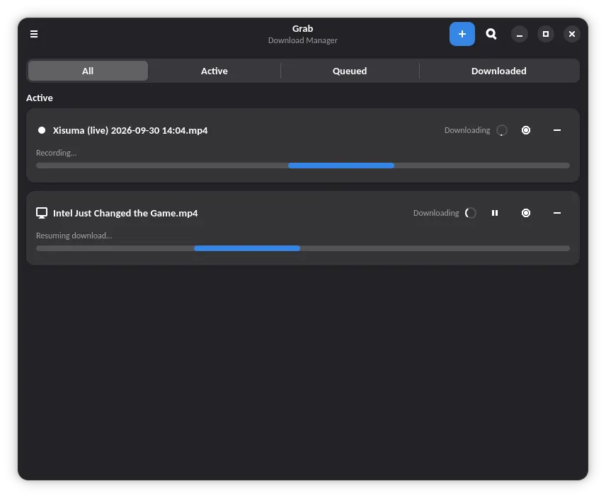 Live stream recording alongside active downloads