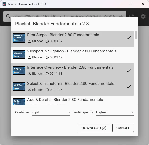 Downloading multiple videos at once