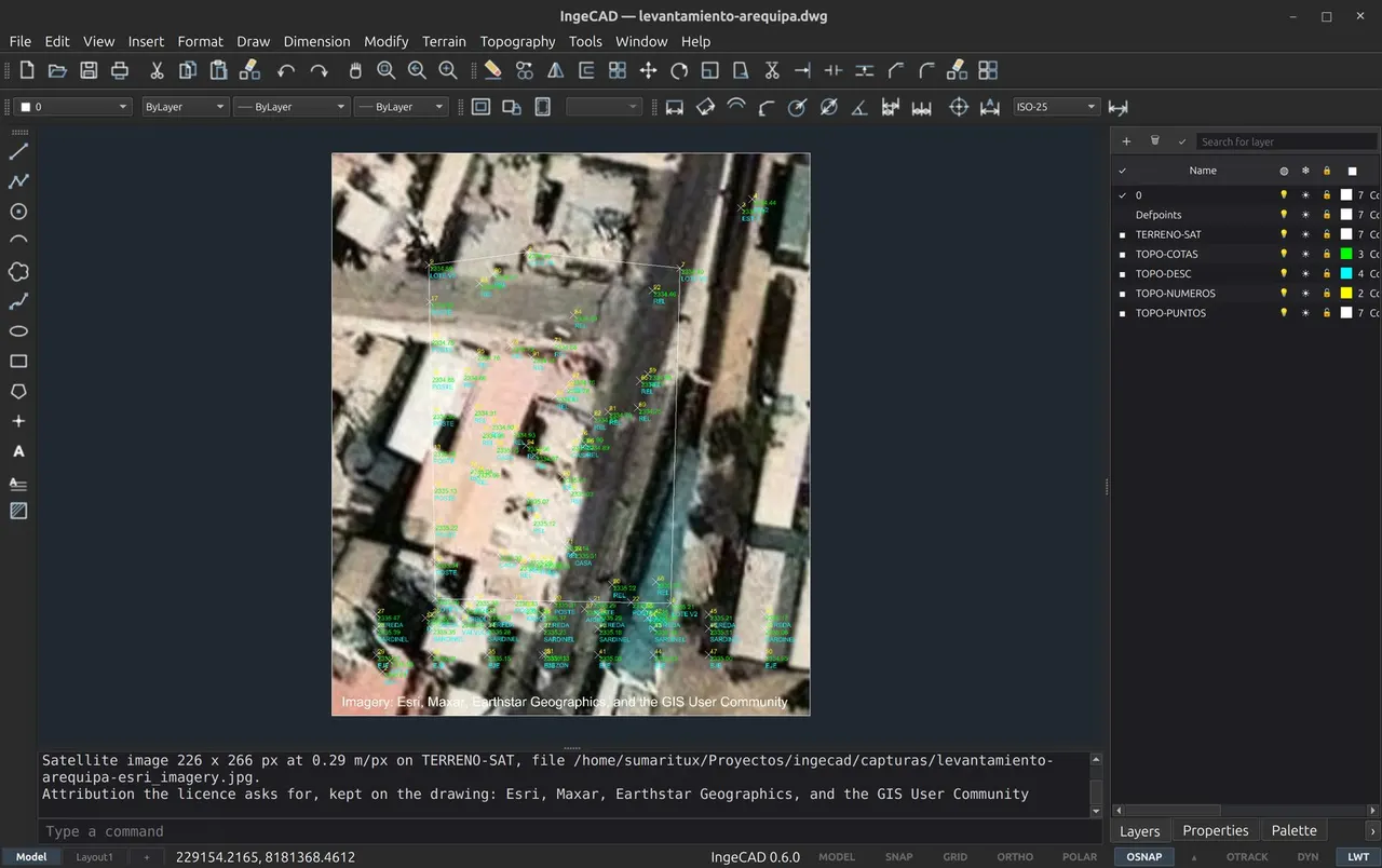 Terrain: a satellite image under a survey