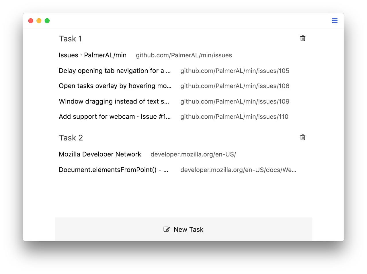 Grouping tabs into tasks